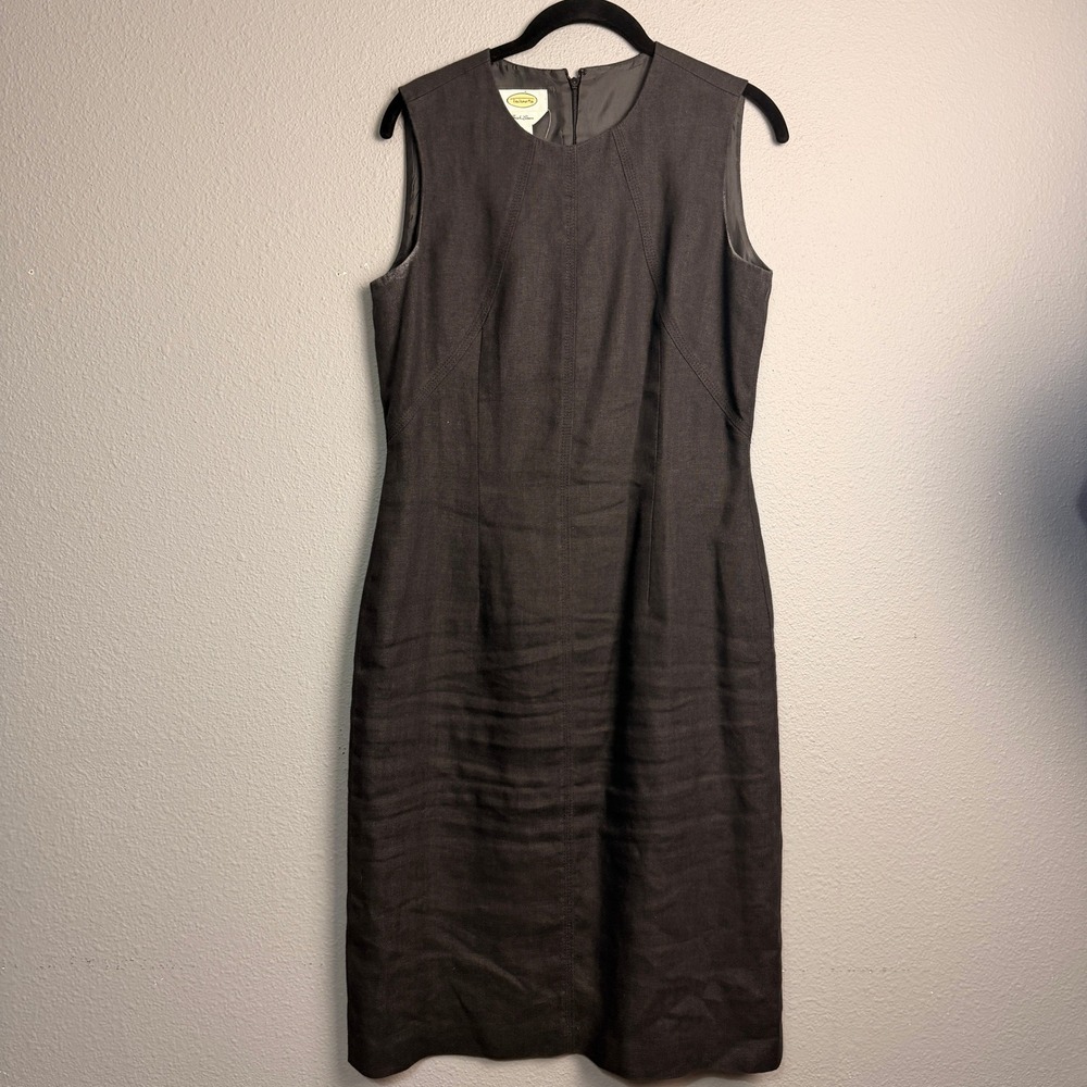 Talbots Sheath Dress Irish‎ Linen Sleeveless Dark Gray Size 6 Business Casual